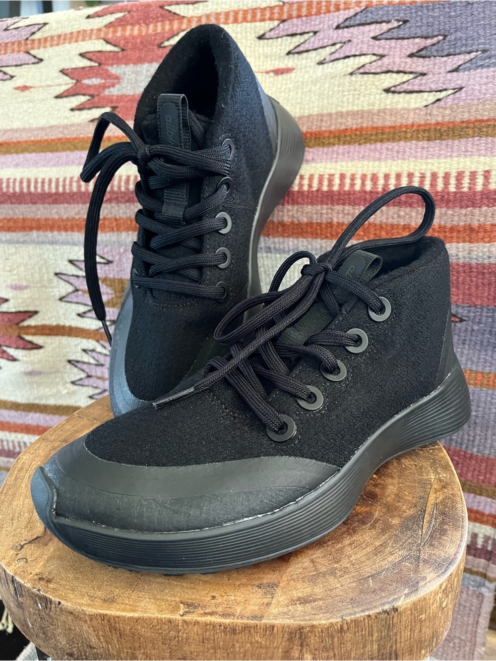 Allbirds Runner Up Mid Sneaker Wool Black Merino Water Resistant Mizzles Shoes